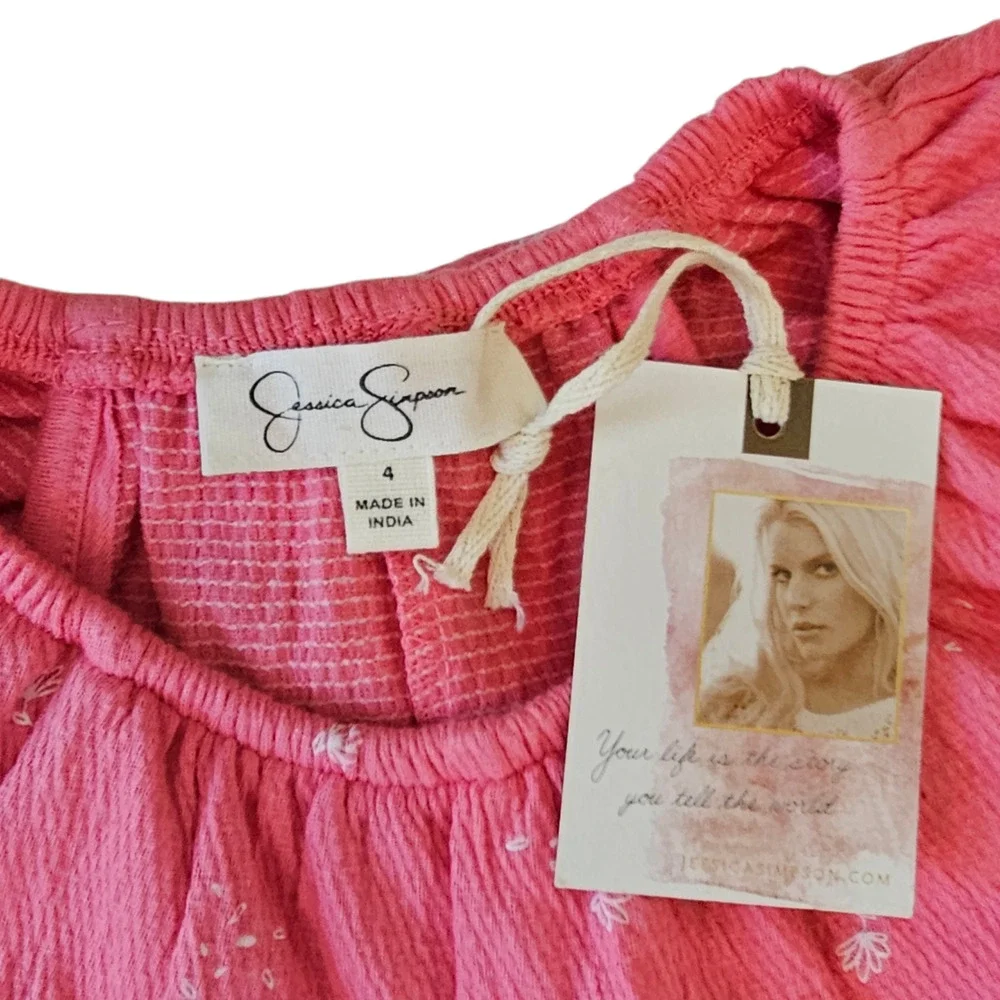 NEW! Jessica Simpson Girls 4 Pink Eyelet Ruffle Wide Leg Jumpsuit NWT Boho